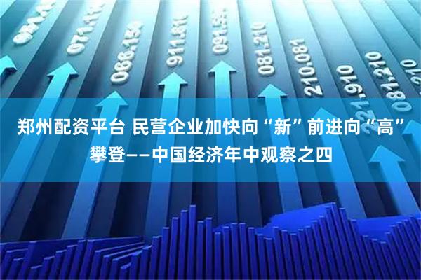 郑州配资平台 民营企业加快向“新”前进向“高”攀登——中国经济年中观察之四