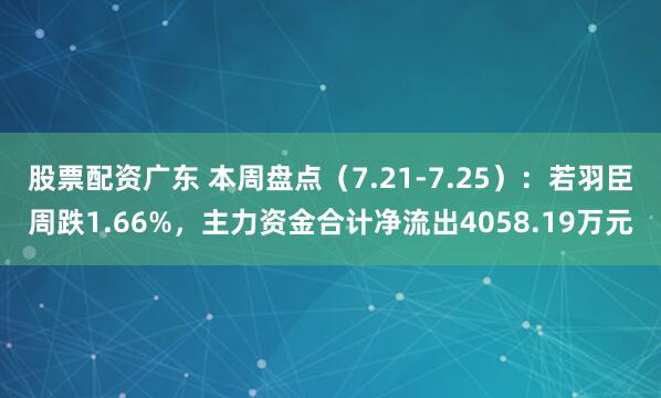 股票配资广东 本周盘点（7.21-7.25）：若羽臣周跌1.66%，主力资金合计净流出4058.19万元